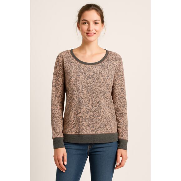 2/$30 Maurices Women’s Sweater XL Paisley Print Tunic Top Pink Gray Lightweight - Picture 1 of 11